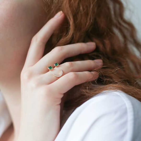 Classic Emoji Ring in Green on model