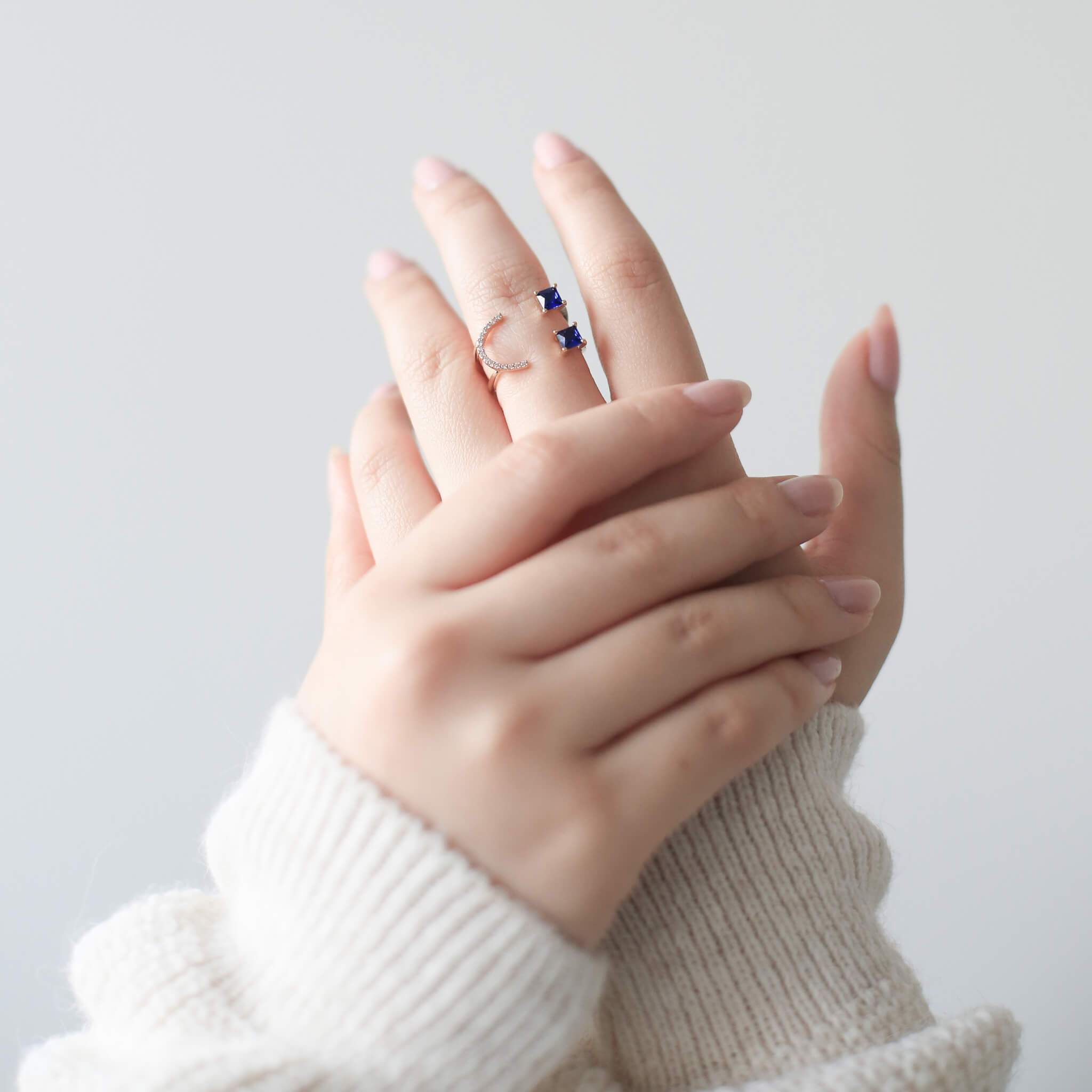 Classic Emoji Ring (Blue) on model