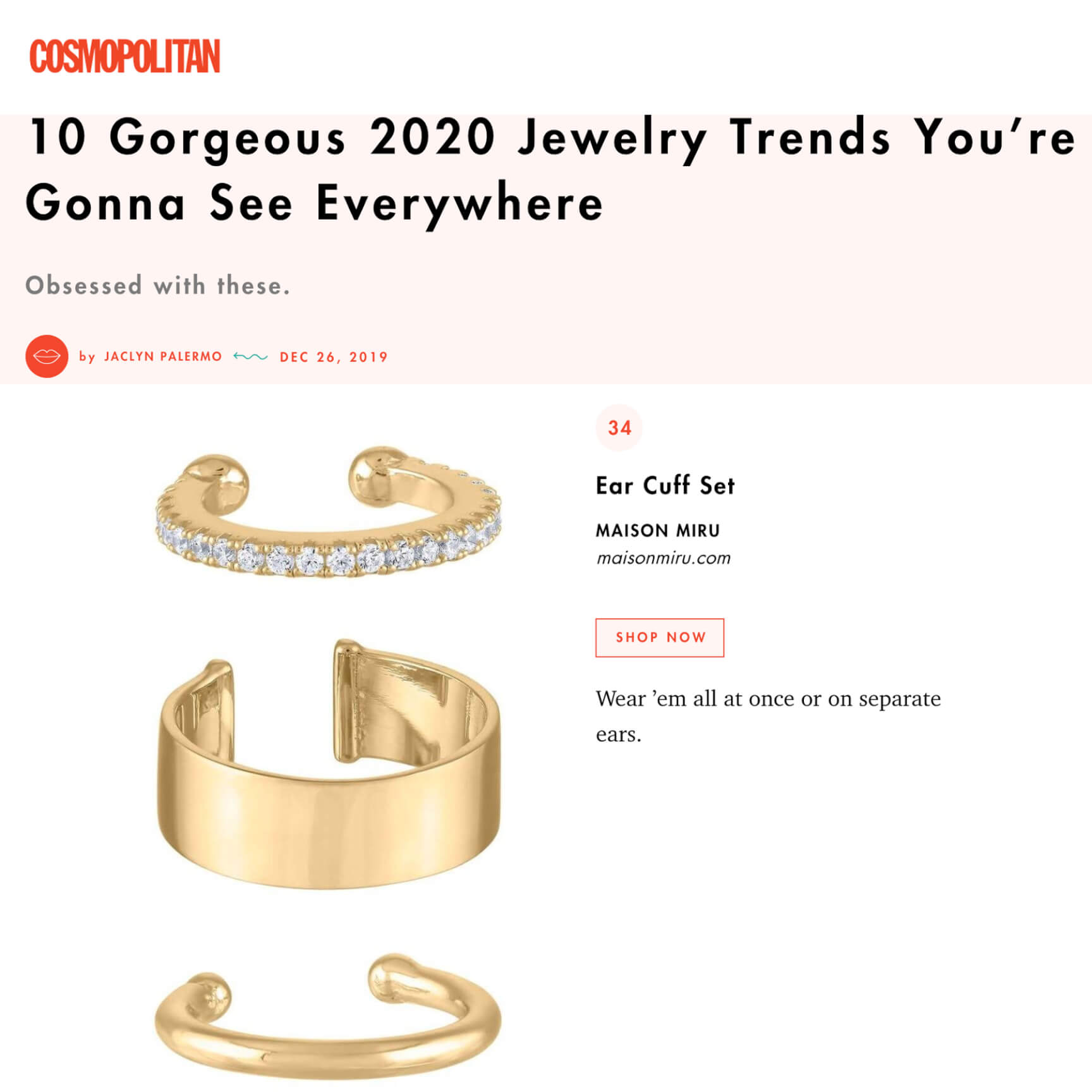Essential Ear Cuff Trio as seen in Cosmo