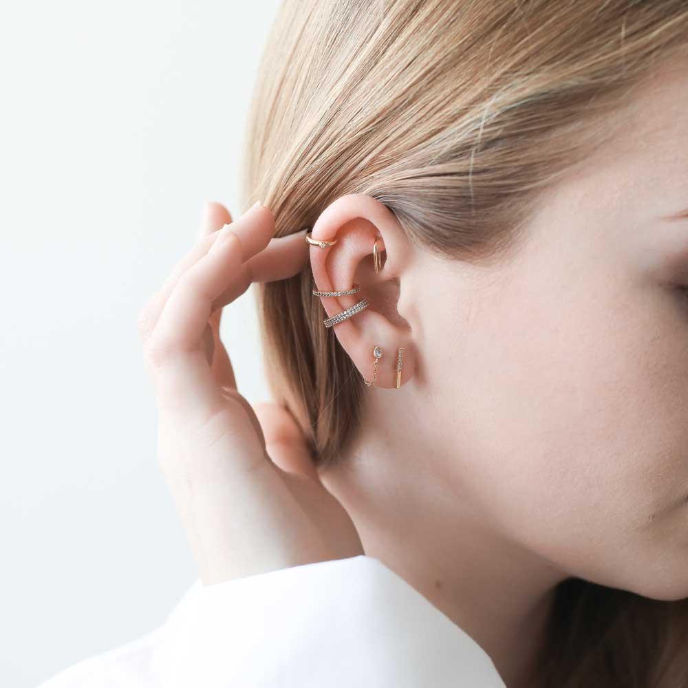 Double Eternity Arc Ear Cuff on model