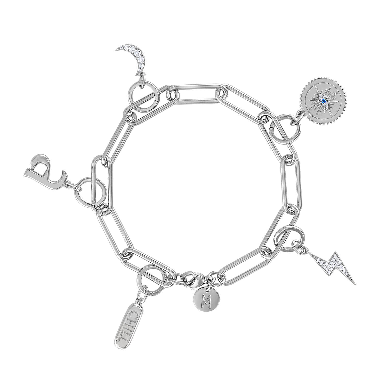 Explorer Bracelet in Silver with Charms