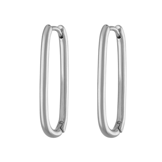 Halo Oval Hoop Earrings in Sterling Silver