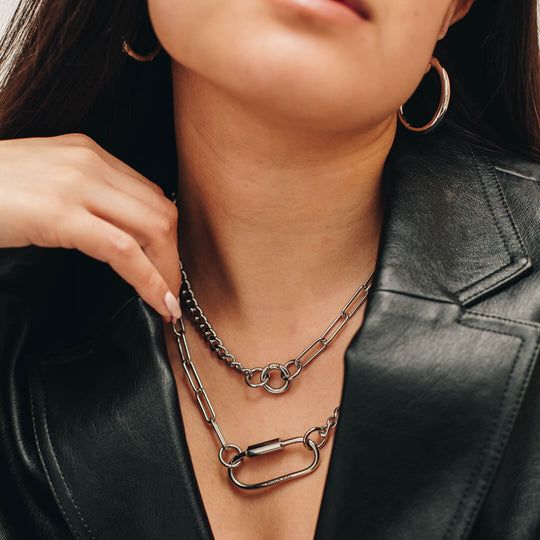 Infinite Necklace in Silver on Model