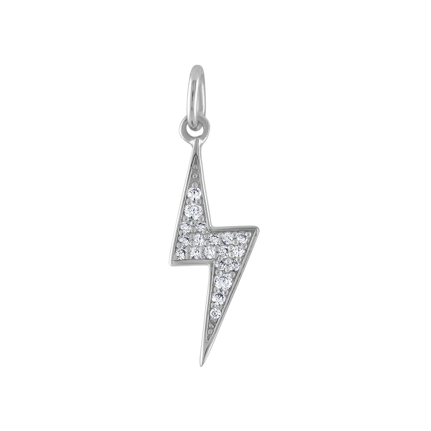 Pave Lightning Charm in Sterling Silver