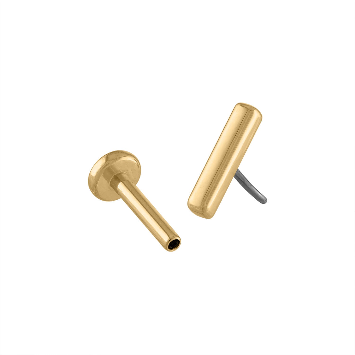 14K Gold Internally Threaded Replacement Flat Back Post, Gold / 16g: Most Cartilage Piercings / 8mm at Maison Miru