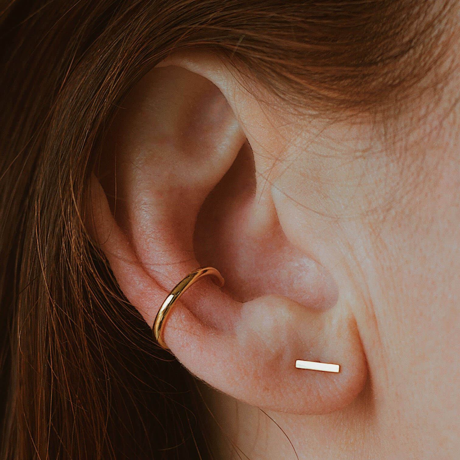 Classic Arc Ear Cuff in Gold on model