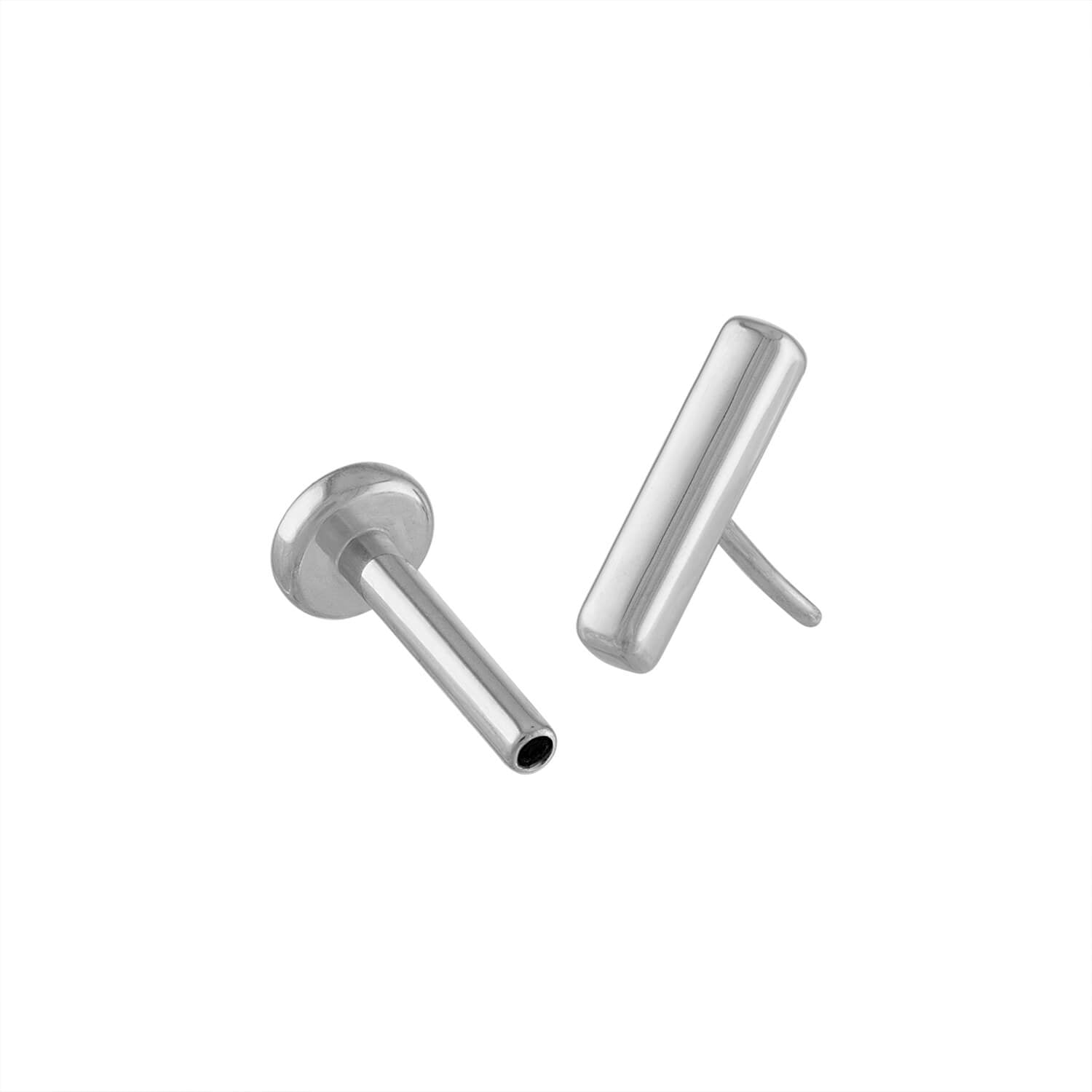 Little Bar Push Pin Flat Back Earring in Silver