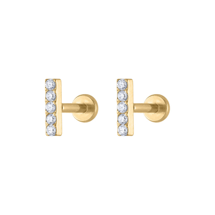Pave Bar Nap Earrings in Gold