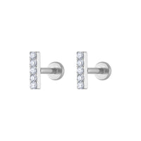 Pave Bar Nap Earrings in Silver