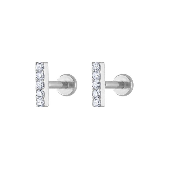 Pave Bar Nap Earrings in Silver