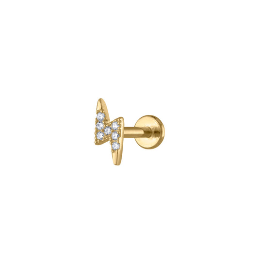 Pave Lightning Threaded Flat Back Earring