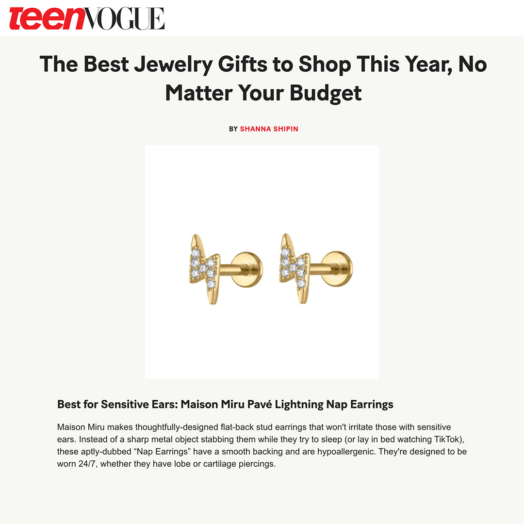 Our Pave Lightning Nap Earrings as seen in Teen Vogue