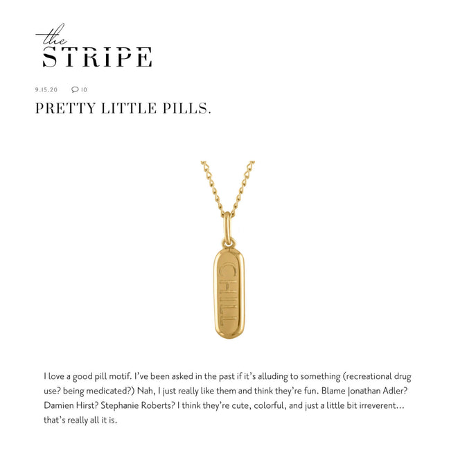 Chill Pill Charm Necklace as seen on The Stripe