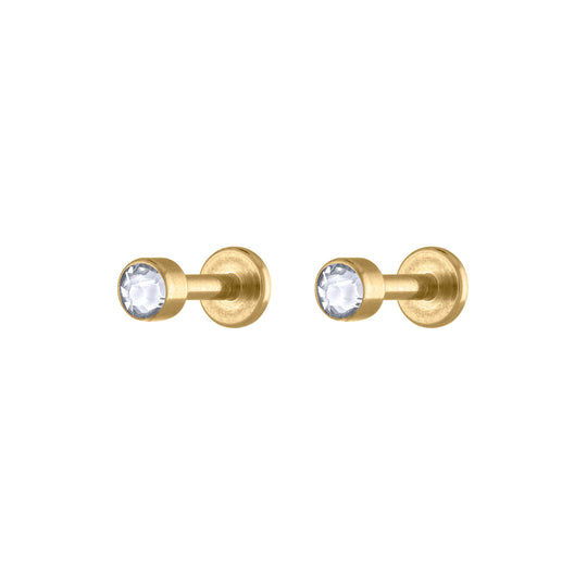 Tiny Crystal Nap Earrings in Gold