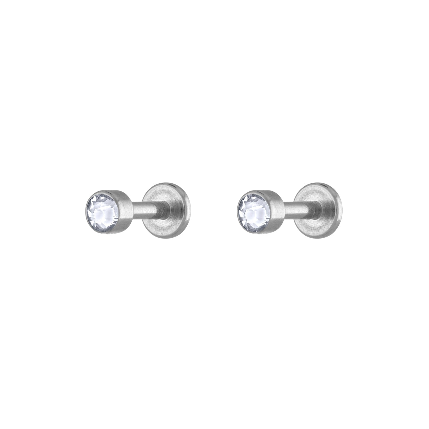 Tiny Crystal Nap Earrings in Silver