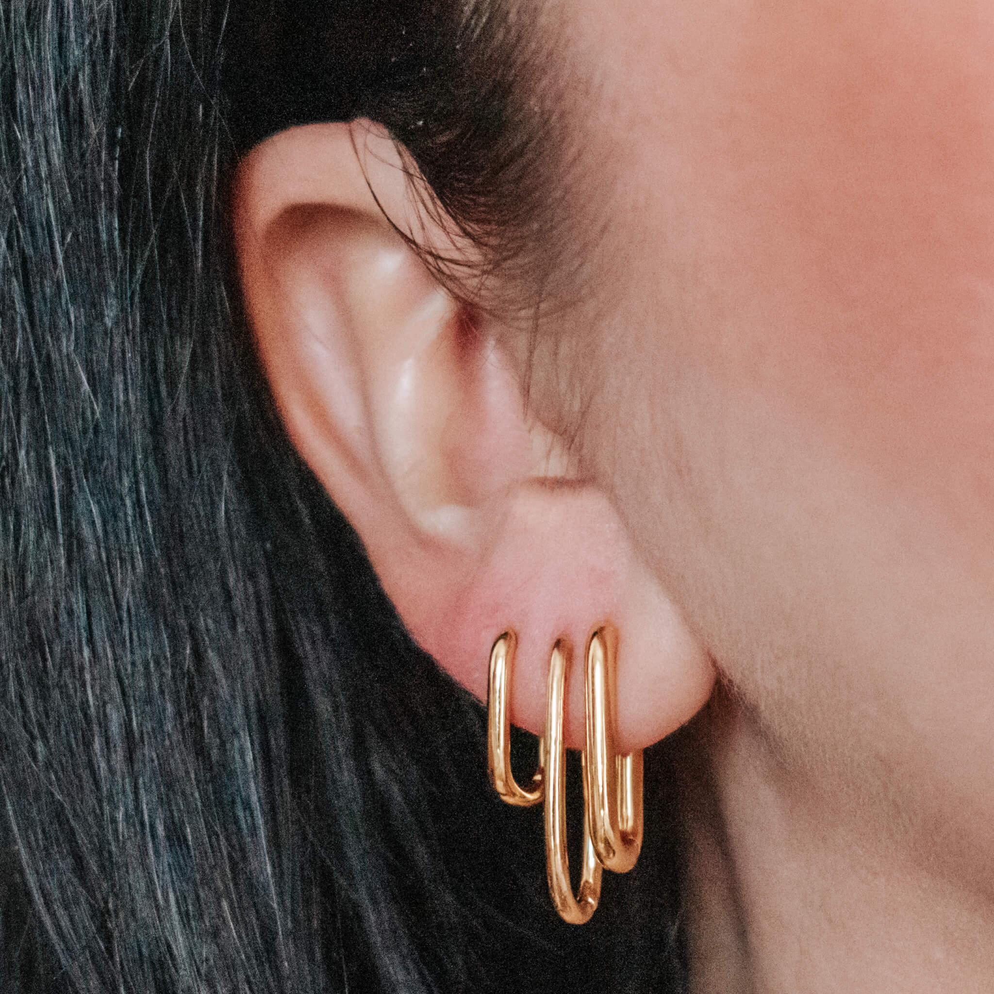 Bold Halo Oval Hoops on Model