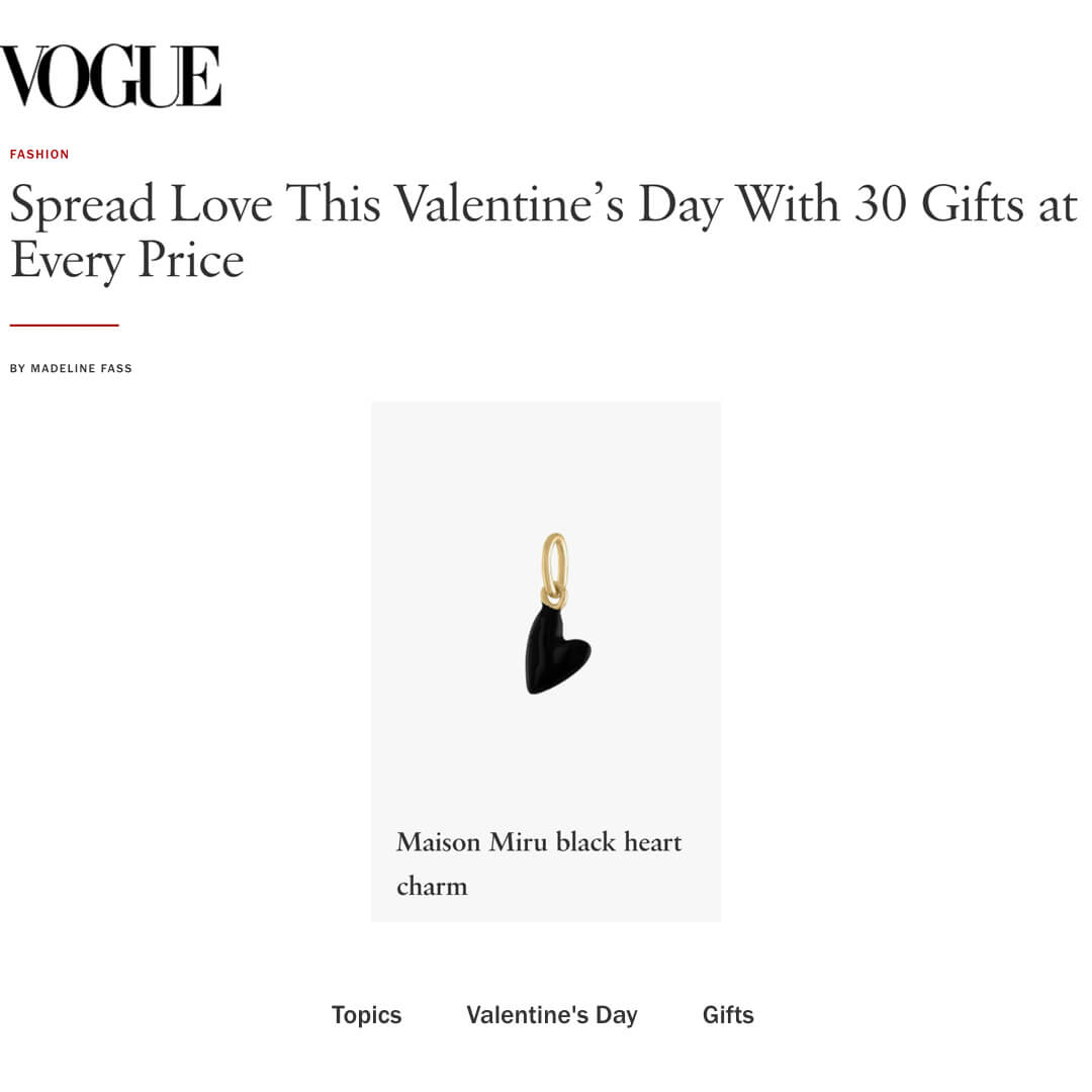 Our Black Heart Charm as seen in Vogue