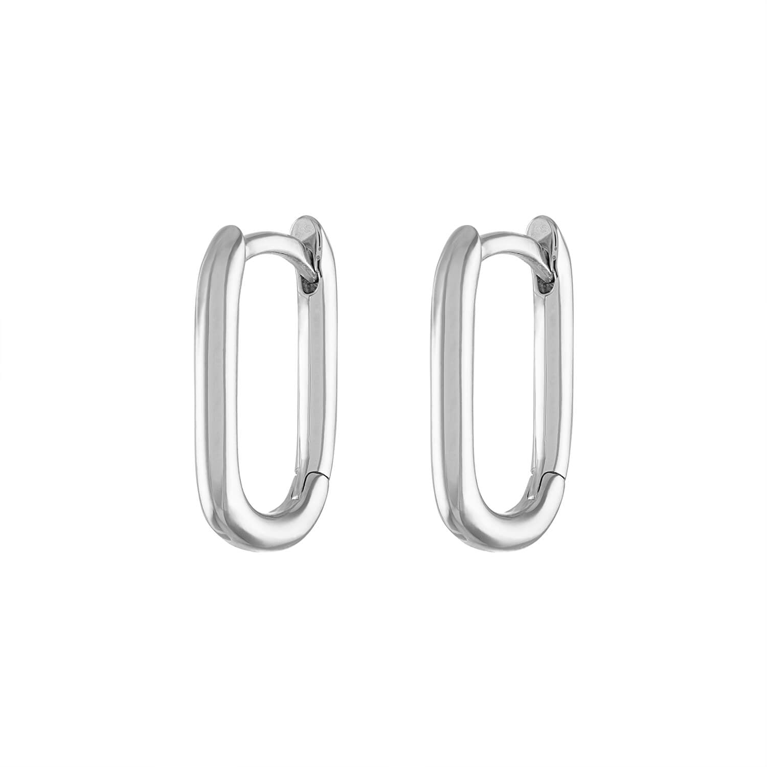 Baby Halo Oval Hoop Earrings in Sterling Silver