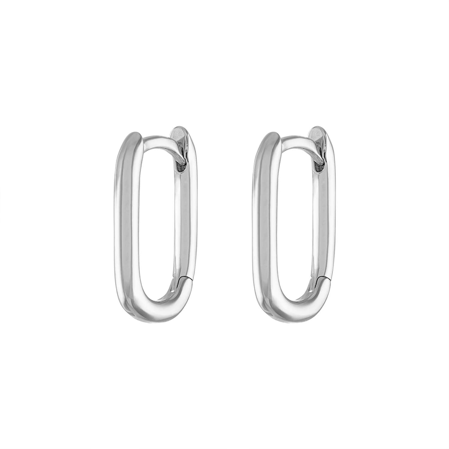 Baby Halo Oval Hoop Earrings in Sterling Silver