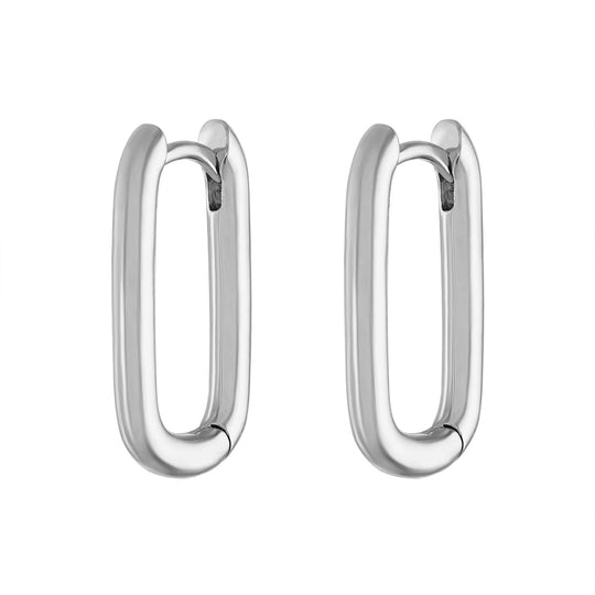 Bold Halo Oval Hoop Earrings in Sterling Silver