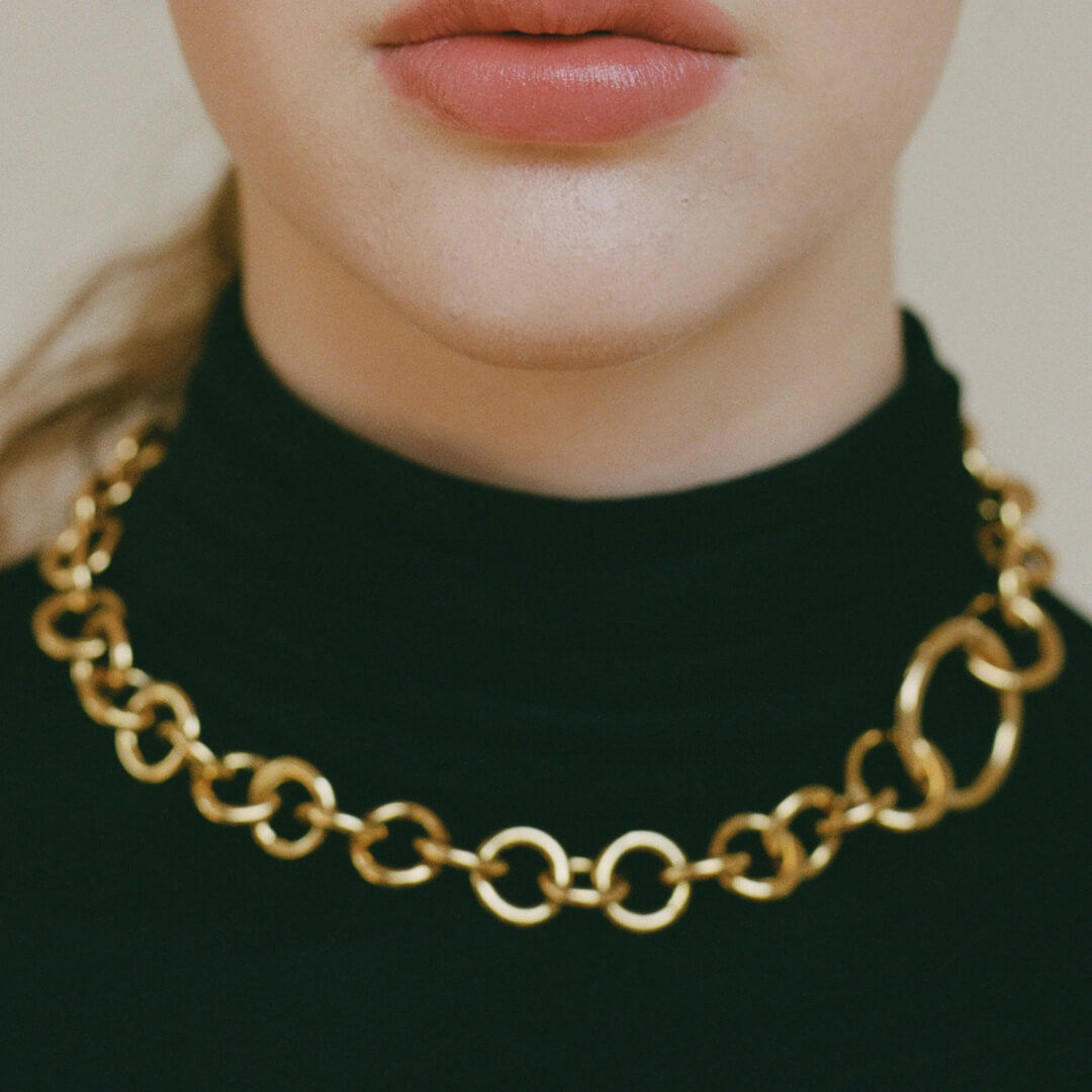 Bubble Necklace in Gold on model