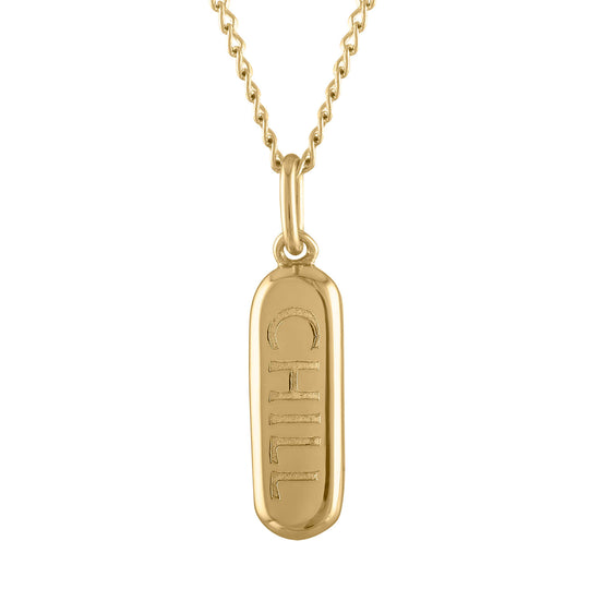 Chill Pill Charm Necklace in Gold