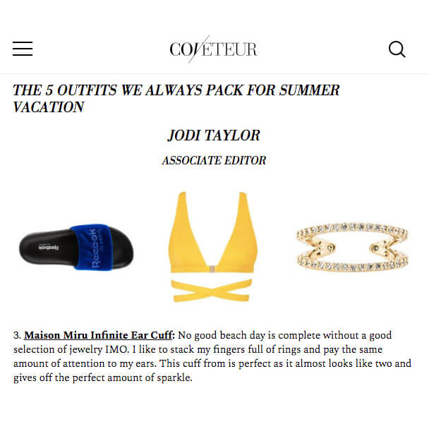 Infinite Ear Cuff in Sterling Silver on model as seen on Coveteur