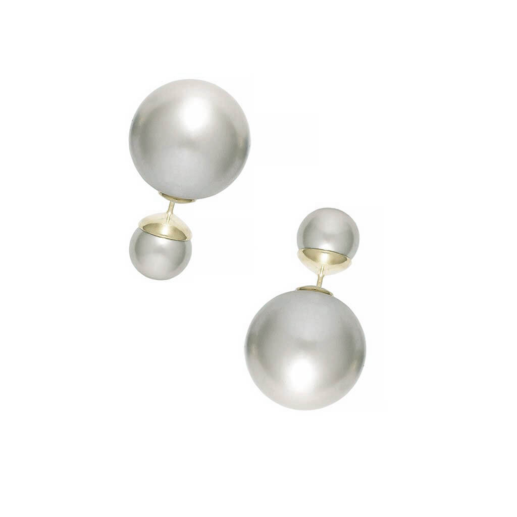 Reversible No-Poke Solid 14K Gold and Pearl Studs
