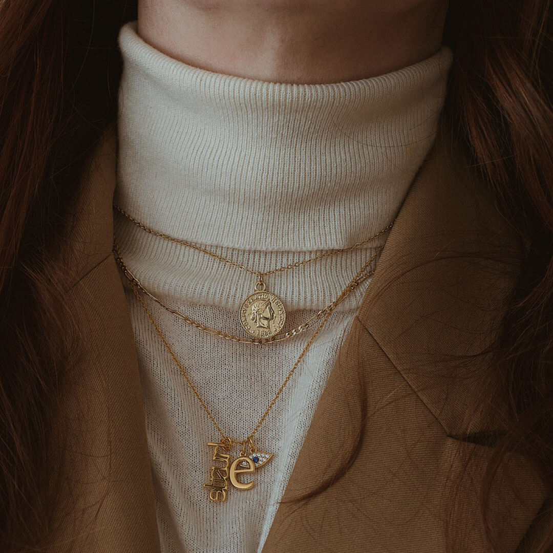 Hustle Charm (Gold Vermeil) on Model