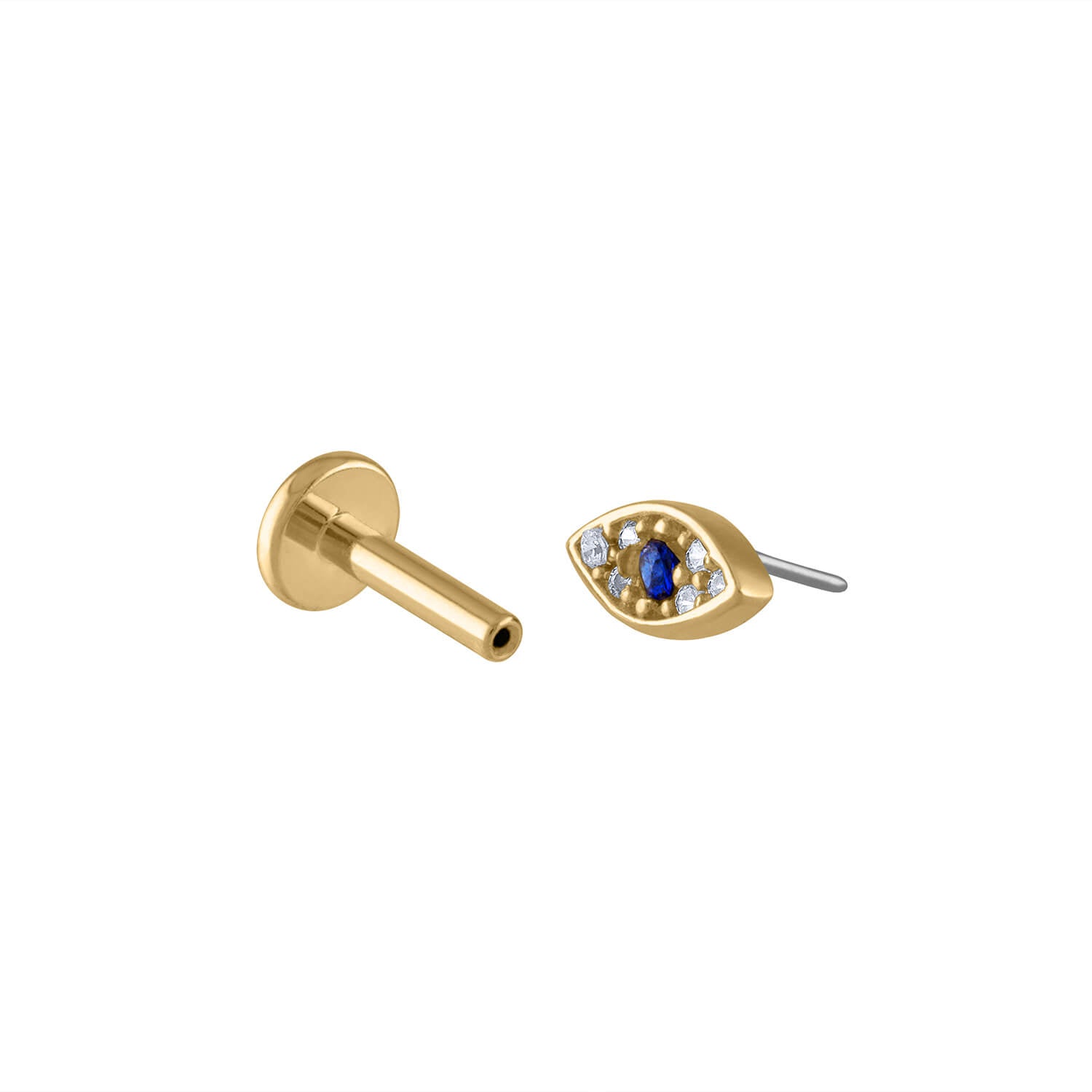 Evil Eye Push Pin Flat Back Earring in Gold