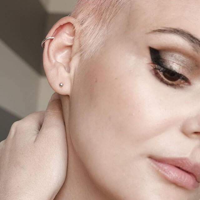 Classic Arc Ear Cuff in Sterling Silver on model