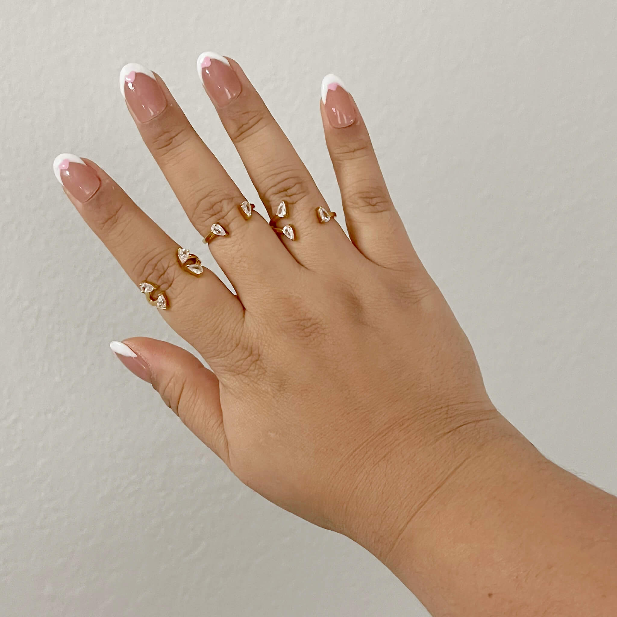 Floating Dewdrop Stacking Ring IV in Gold on model