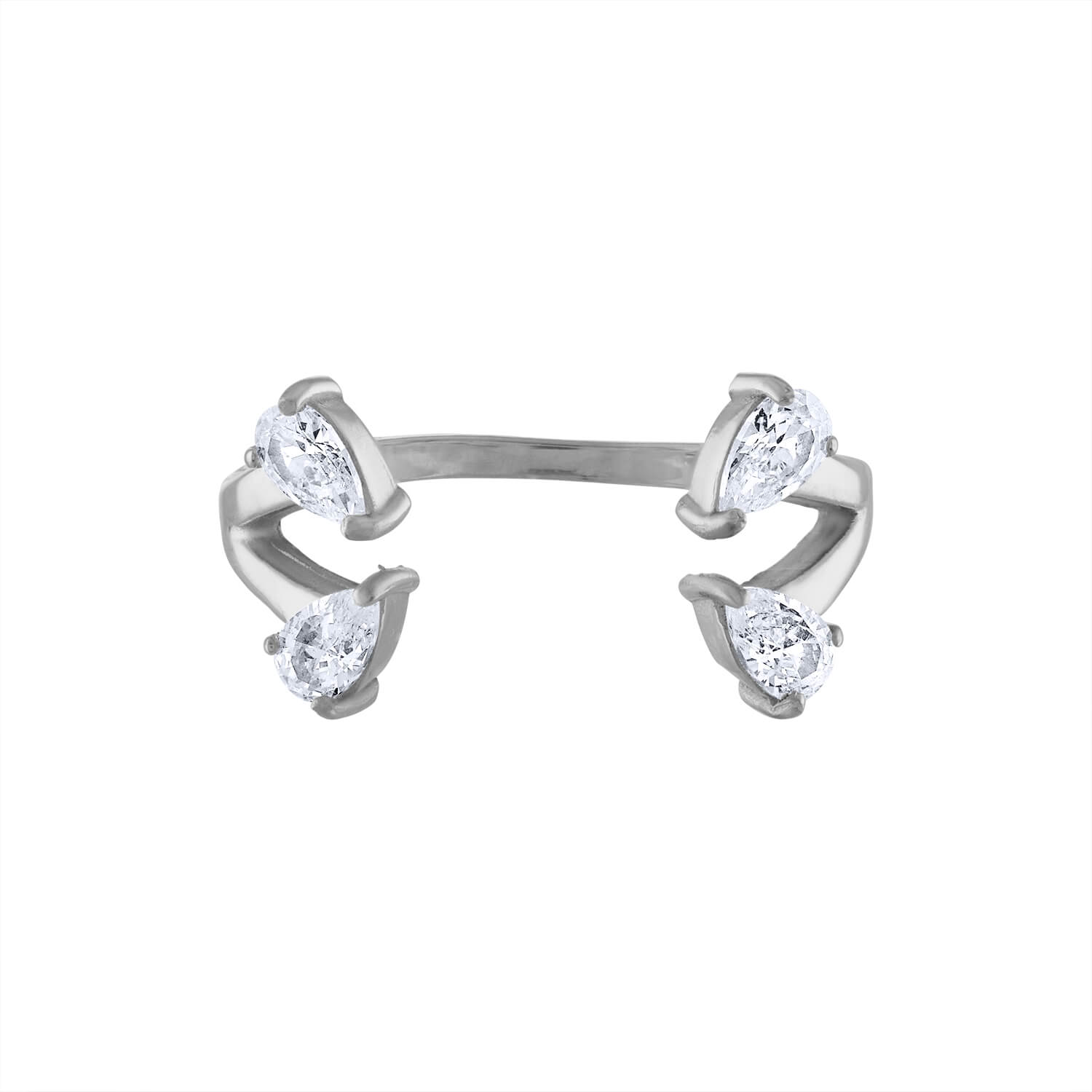 Floating Dewdrop Stacking Ring IV in Silver