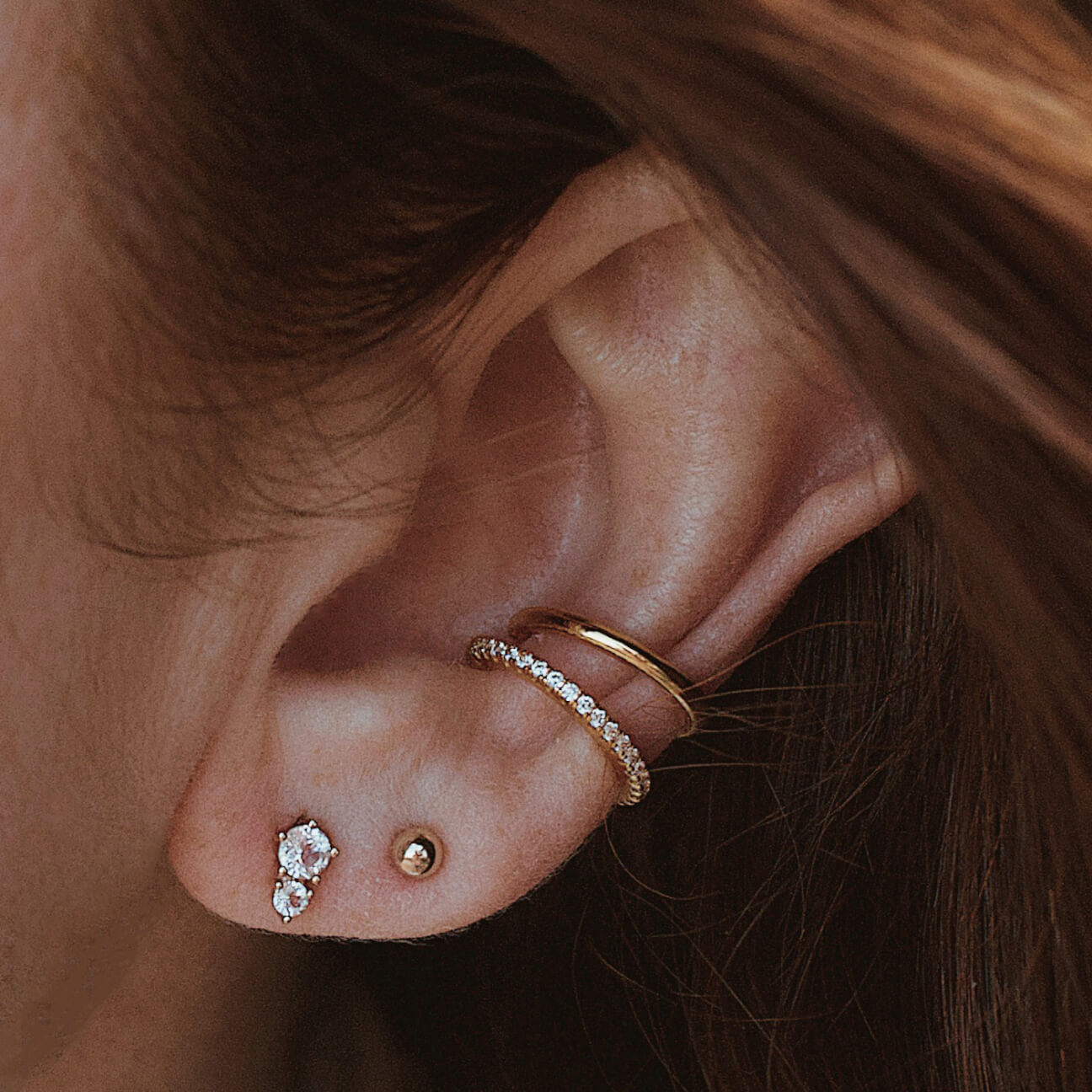 Essential Ear Cuff Trio on model