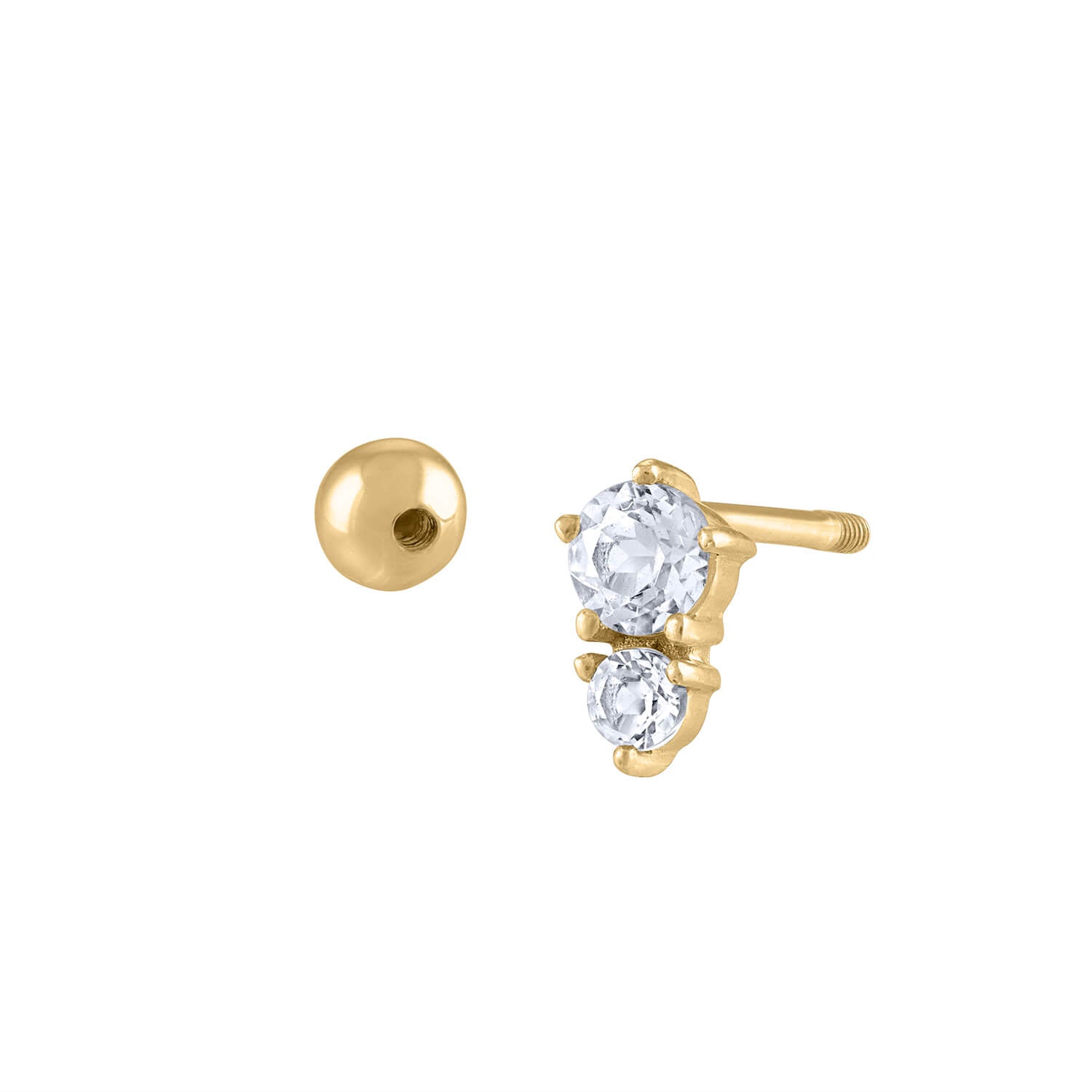 Gaia Crystal Ball Back Earrings in 14k Gold