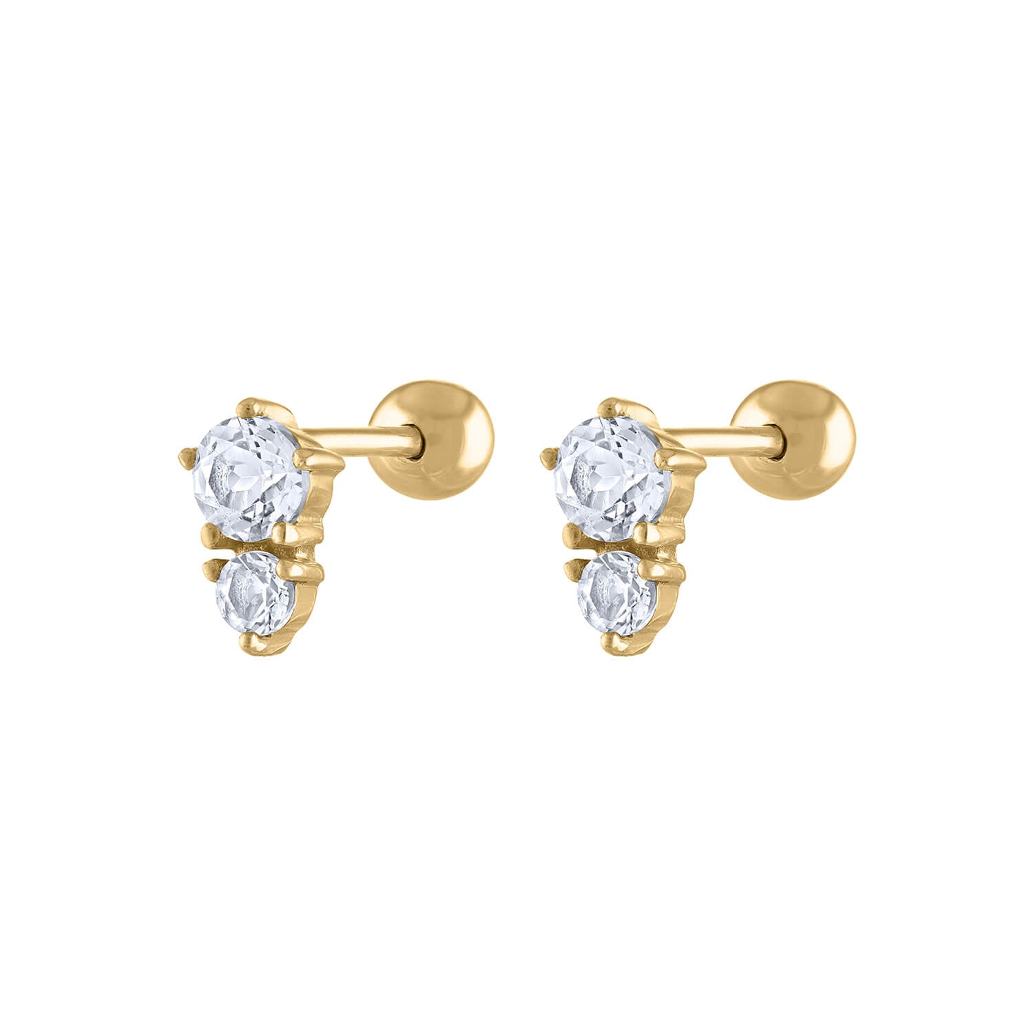 Gaia Crystal Ball Back Earrings in 14k Gold