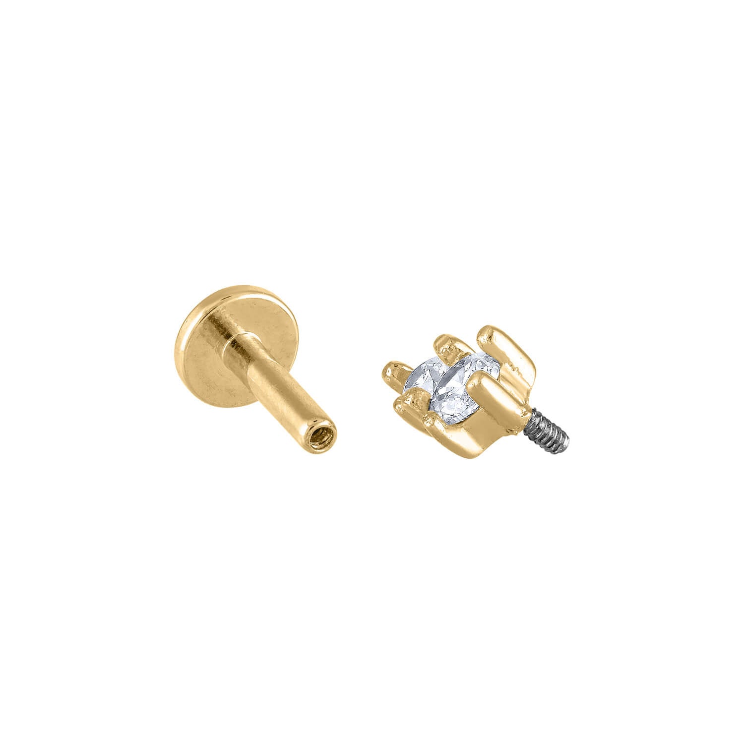 Gaia Threaded Flat Back Earring in Gold