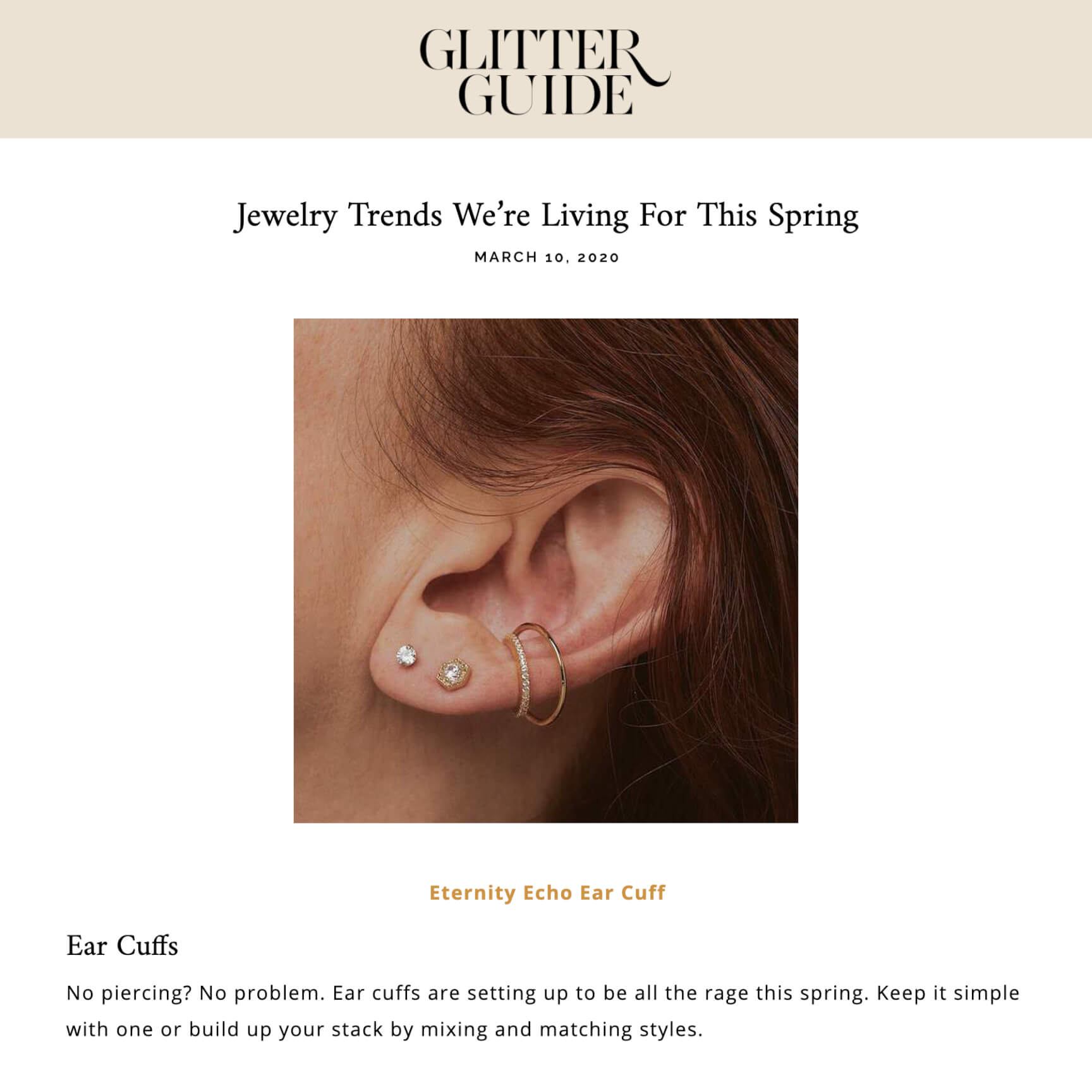 Eternity Echo Ear Cuff as seen on Glitter Guide