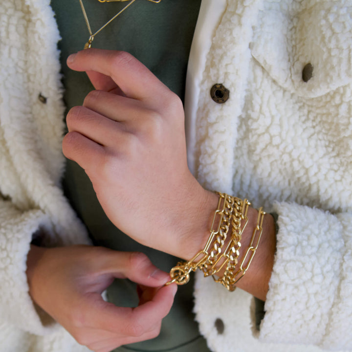 Infinite Necklace in Gold on model