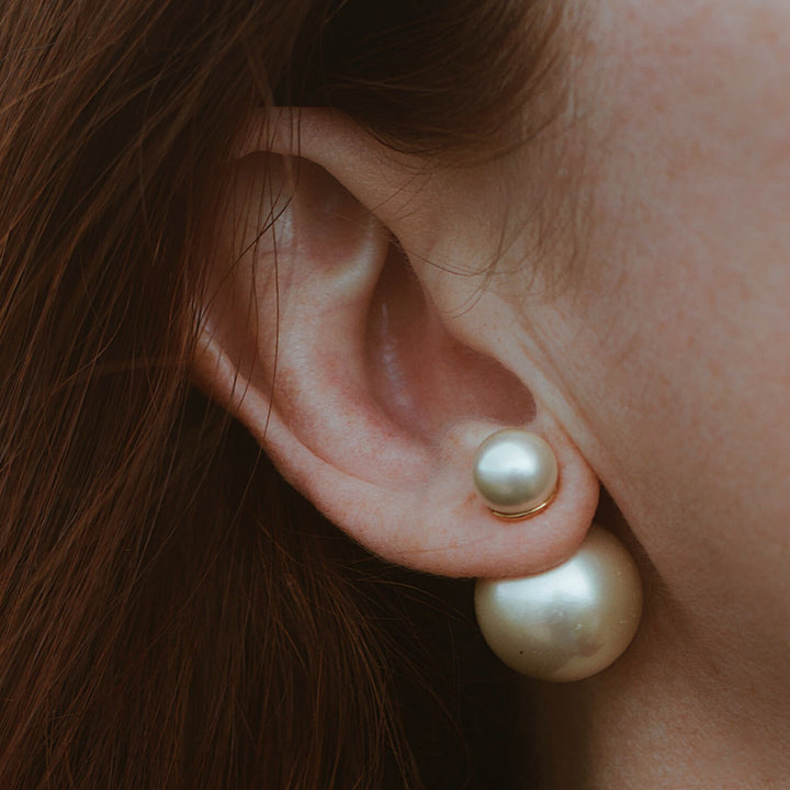 Isabelle Pearl Earrings on model
