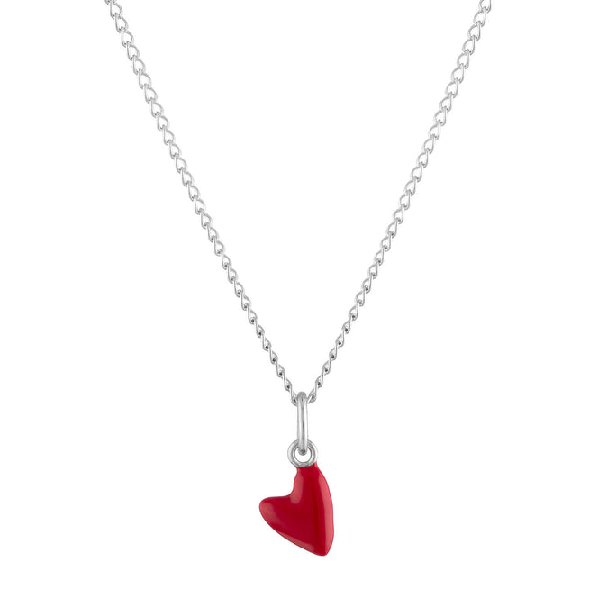 Itty Bitty Red Heart Charm Necklace in Sterling Silver