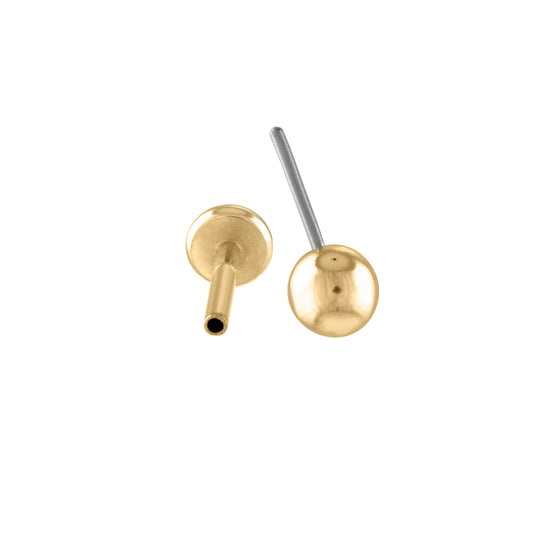 Little Sphere Push Pin Flat Back Earring in Gold