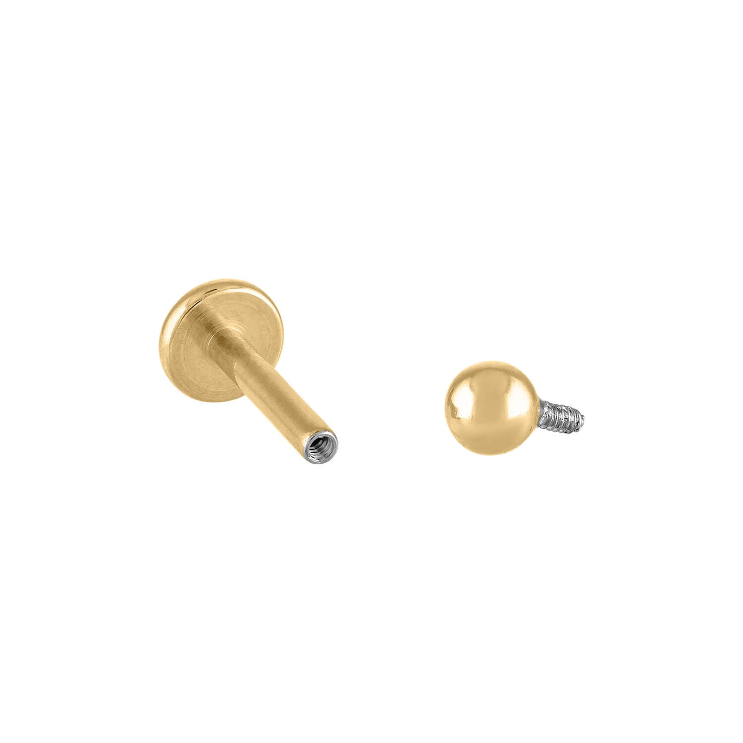 Little Sphere Threaded Flat Back Earring in Gold