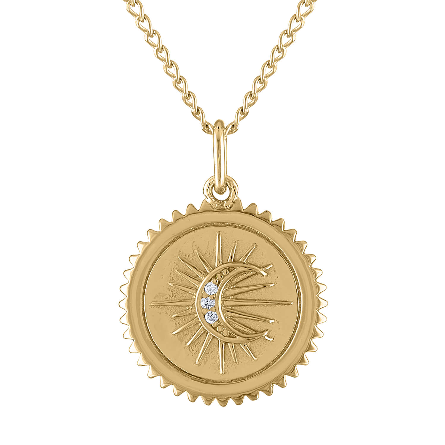 Pave Moon Medallion Necklace in Gold Vermeil