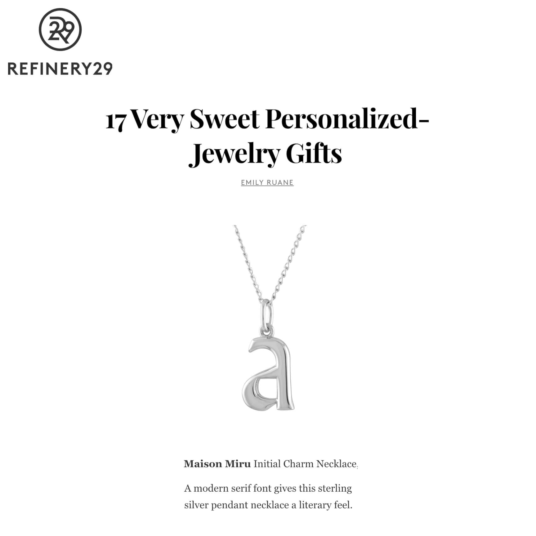 Our Initial Charm Necklace Sterling Silver as seen on Refinery29