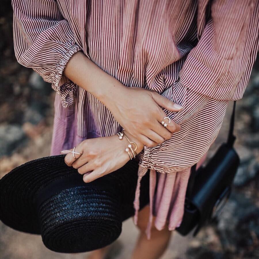 Starry Eyed Emoji Ring on model