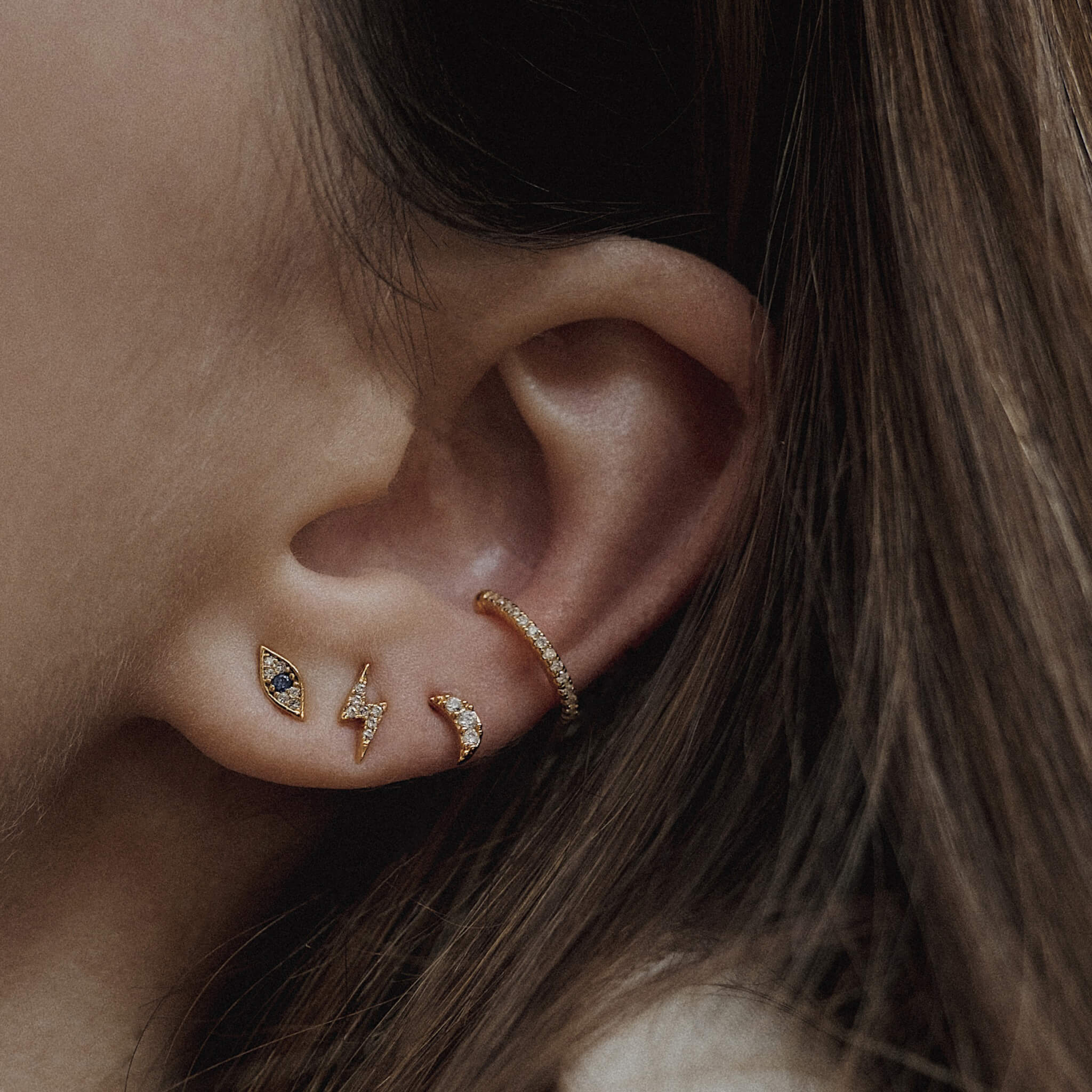 Celestial Crystal Threaded Flat Back Earring