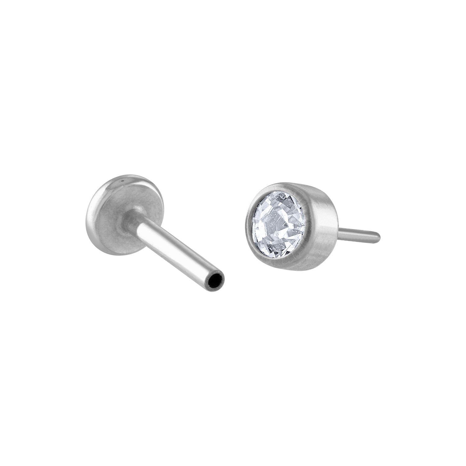 Tiny Crystal Nap Earrings in Silver