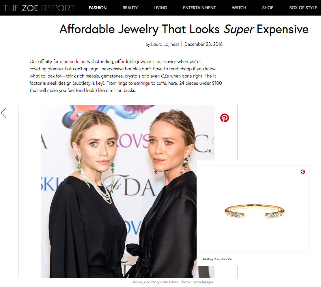 Ariel Ring in Gold as seen on The Zoe Report